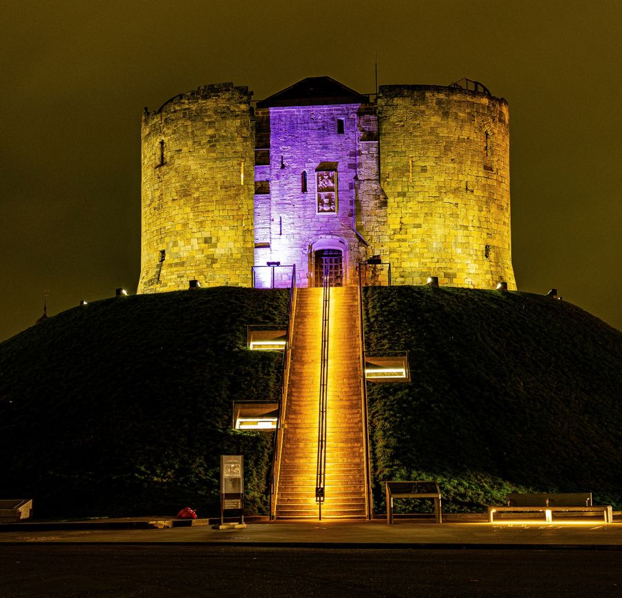 Illuminated Clifford’s Tower, York 