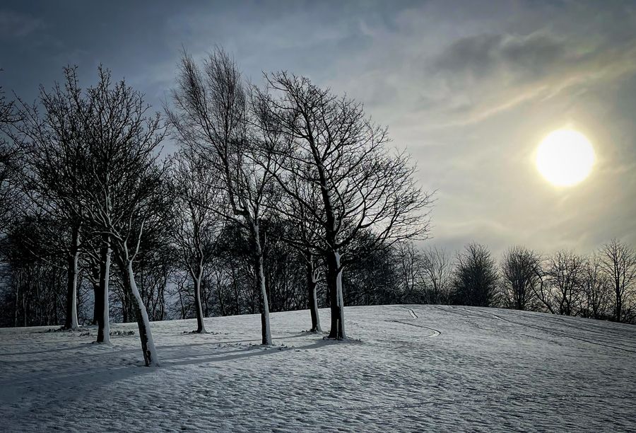 Snow capped hills