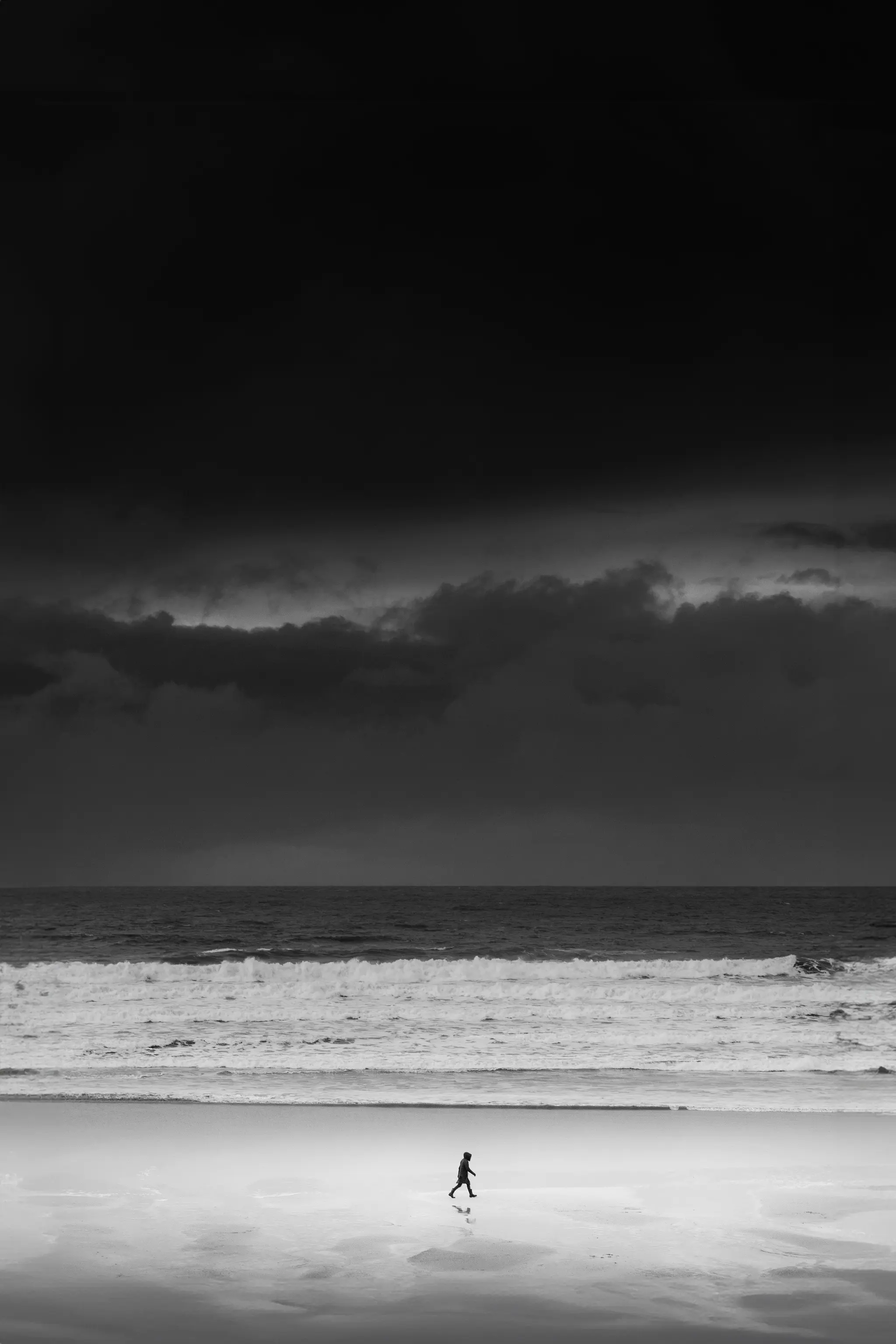 'Walking under dark skies'