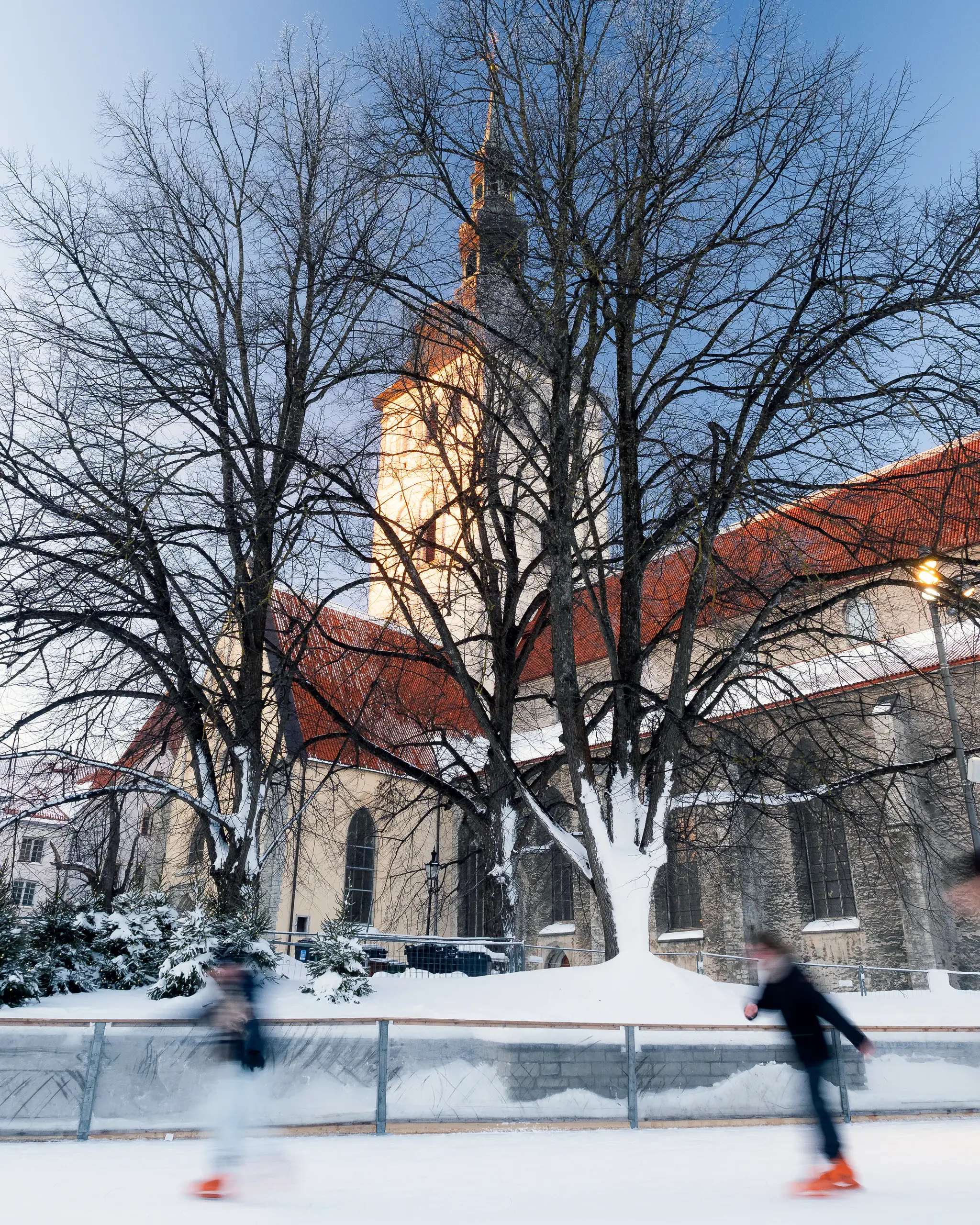 Ice skaters at St. Nicholas' Church, Tallinn
