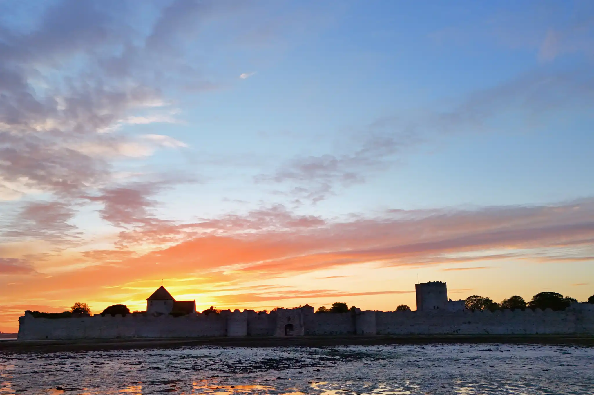 Sunset over Portchester castle
