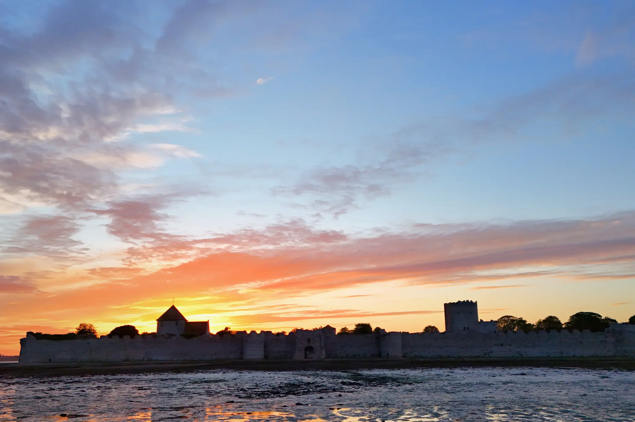 Sunset over Portchester castle