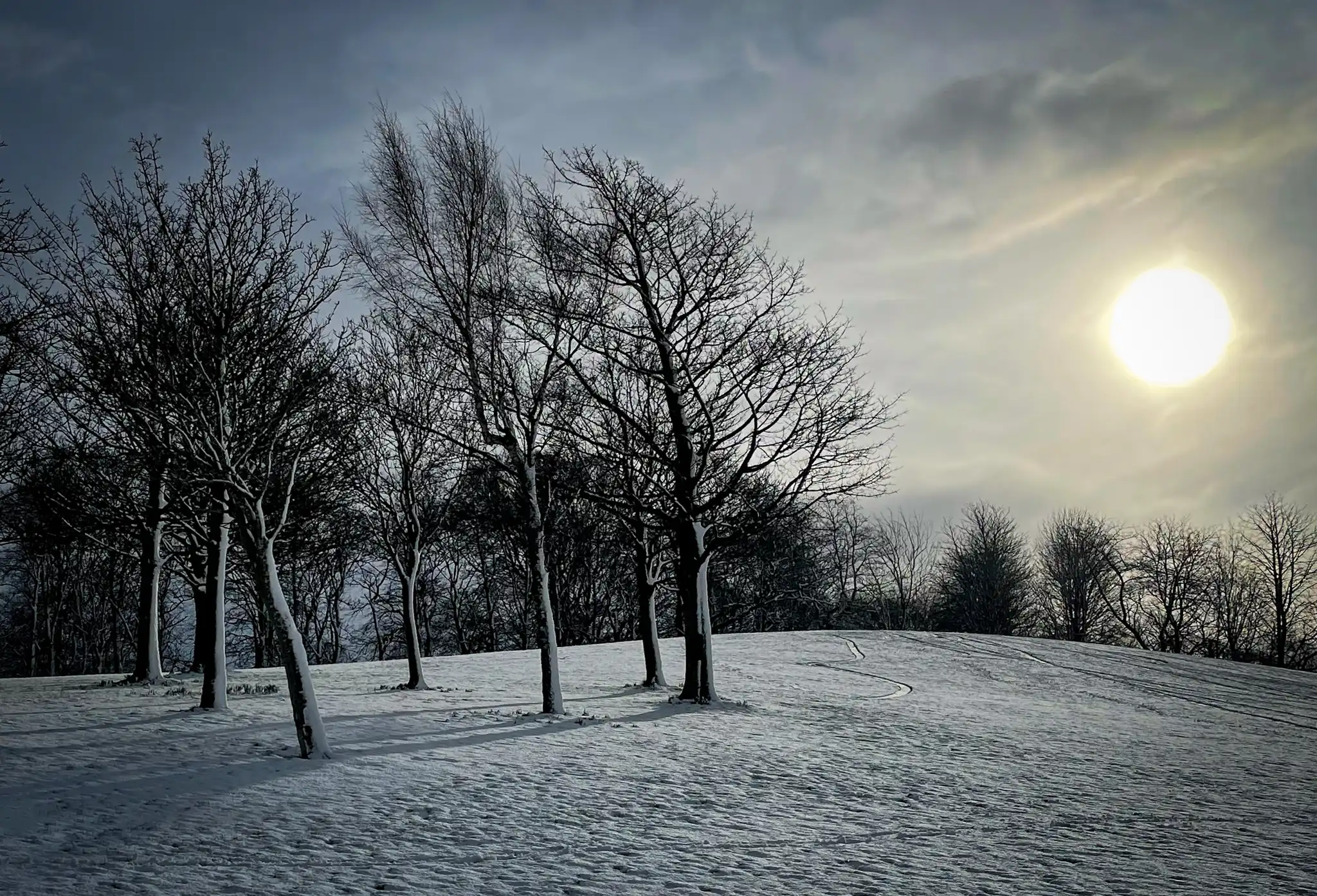 Snow capped hills